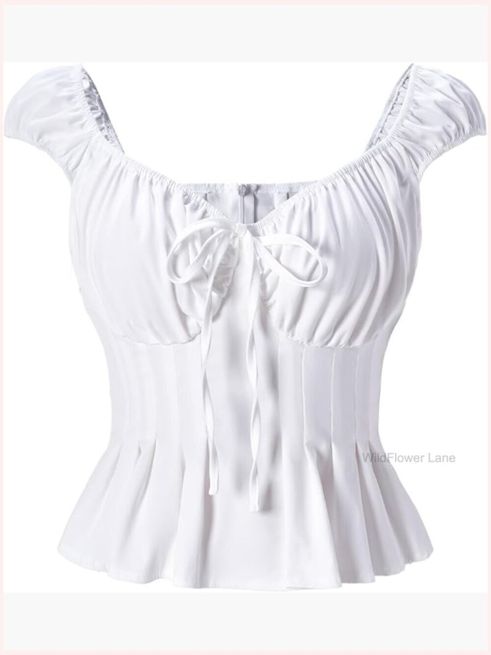 Tie Front Peplum Top Scoop Neck Cap Sleeve Going Out Blouse